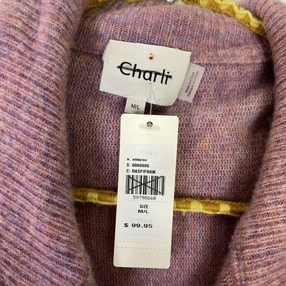 Anthropologie Charli Annina Poncho Sweater in Pink Purple Wool Pullover Sweater - Picture 4 of 5